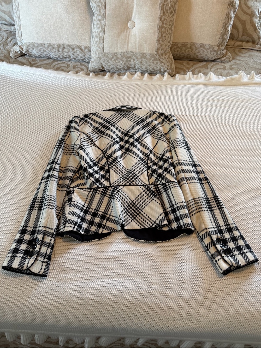 White House Black Market Black & White Plaid Fitted Blazer - Size 0 NWT - Picture 16 of 16